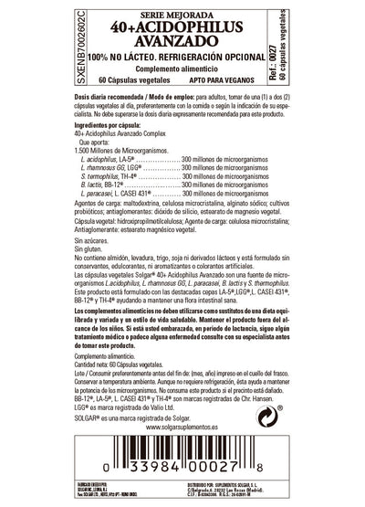 40 Plus Acidophilus Avanzado 60 cap  PROBIÓTICO