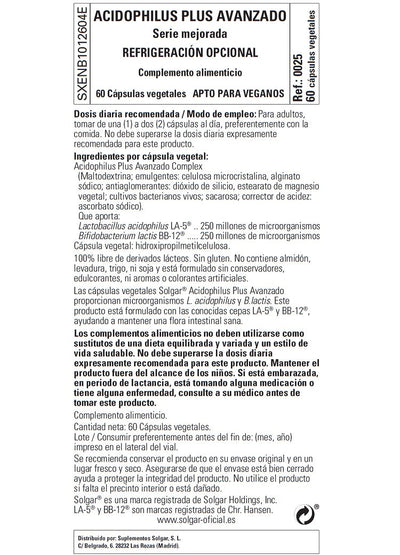 Acidophilus Plus Avanzado (no lácteo) - 60 Cápsulas vegetales