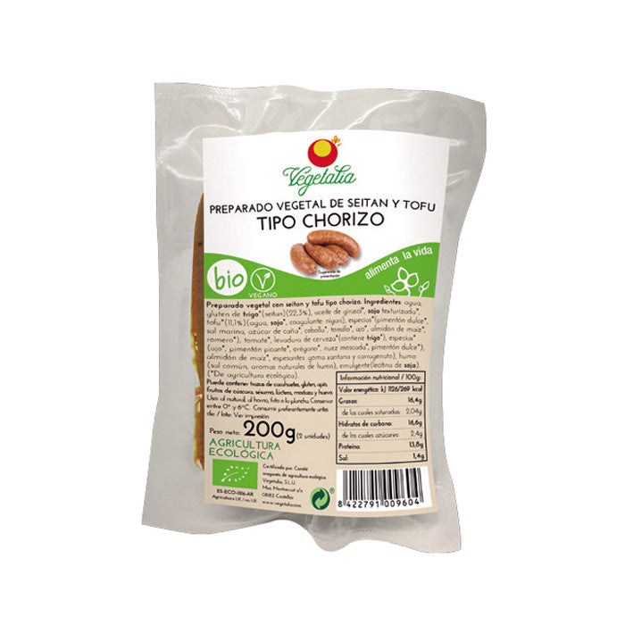 Chorizo vegetal tofu y seitan Bio 200g Vegetalia