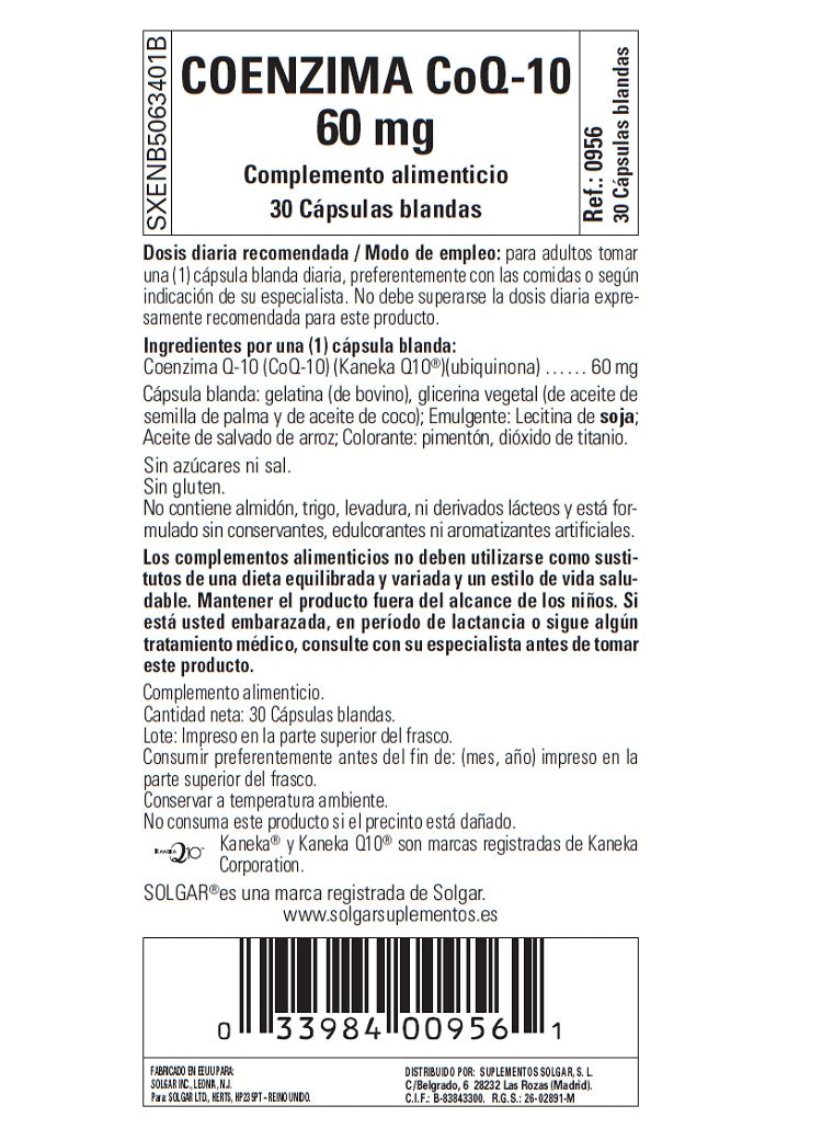 Coenzima Q-10 60 mg en Aceite - 30 Cápsulas blandas