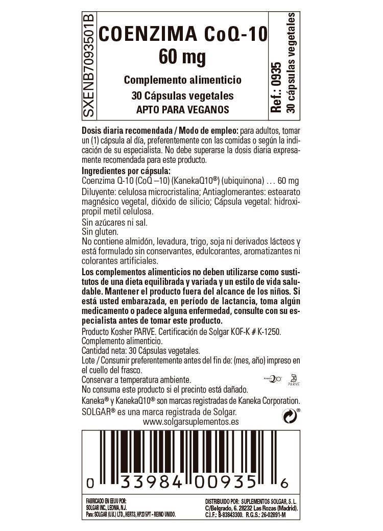 Coenzima Q-10 60 mg - 30 Cápsulas blandas