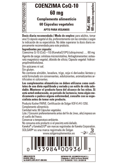 Coenzima Q-10 60 mg - 60 Cápsulas blandas