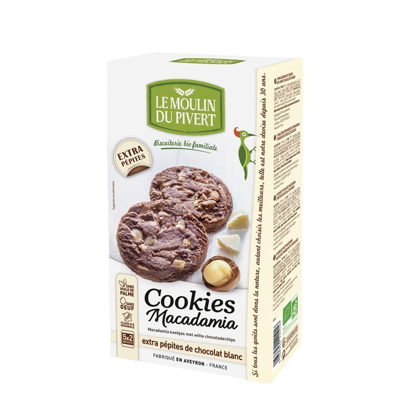 Cookies chocolate blanco con macadamia 175 g Le Moulin Du Pulvert