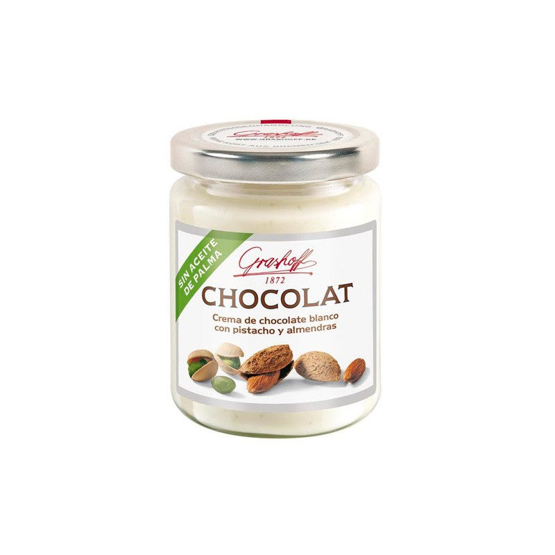 Crema de choco blanco,pistacho,almendras Gourmet 235g Grashoff