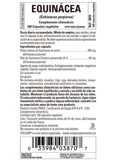 Equinácea (Echinacea purpurea) -100 cápsulas vegetales