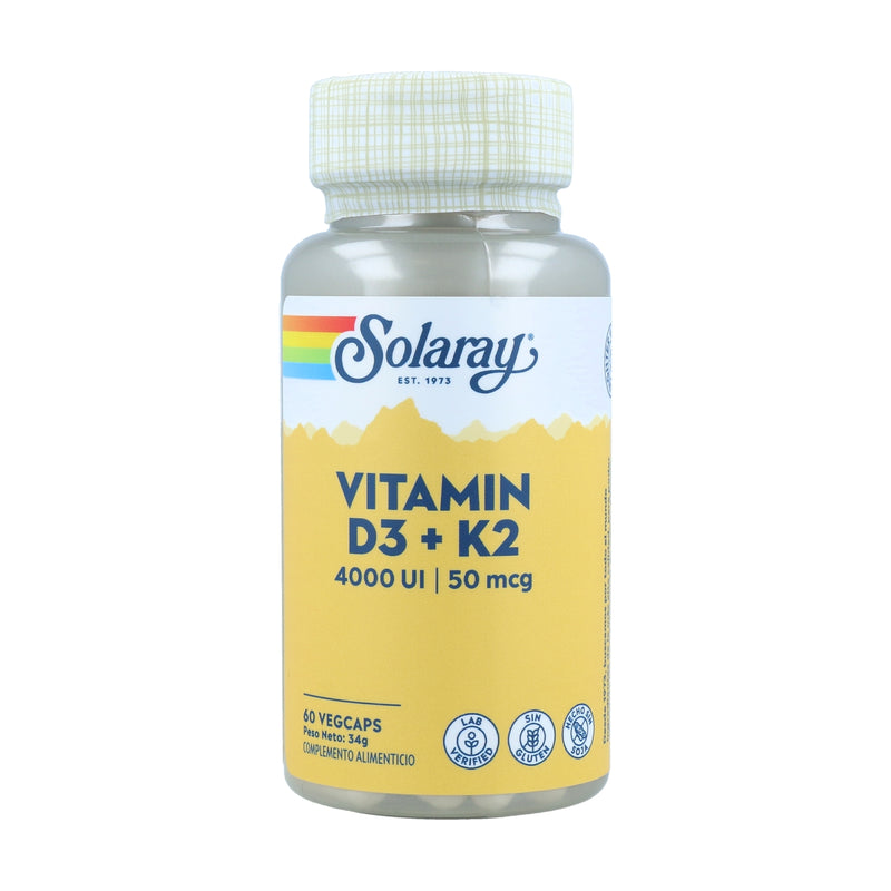 Vitamina D-3 y K-2, 5000 UI, 60 CAPS - SOLARAY