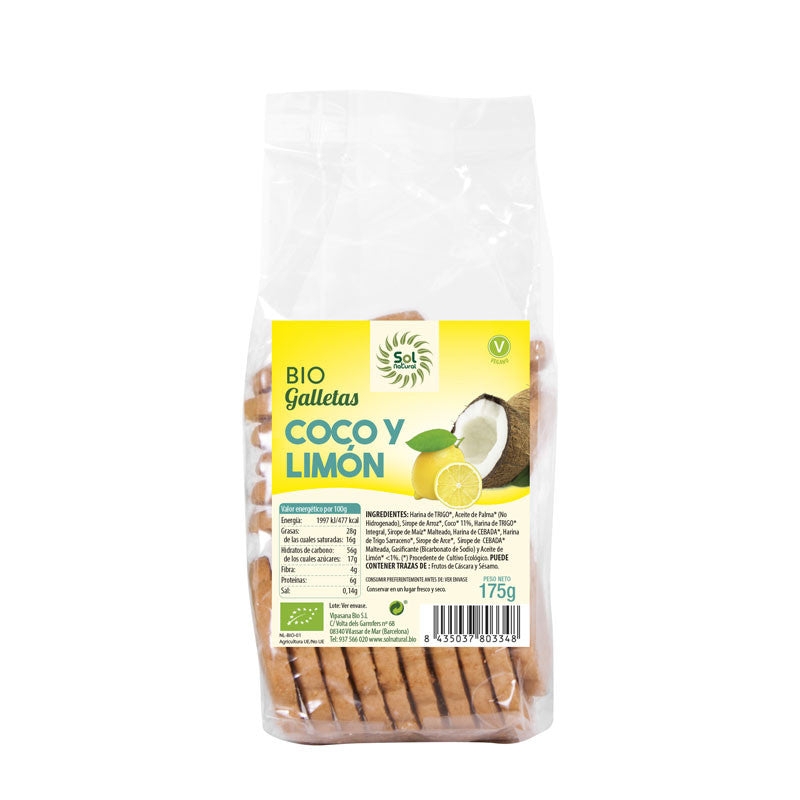 Galletas con coco y limon bio 175g Sol Natural