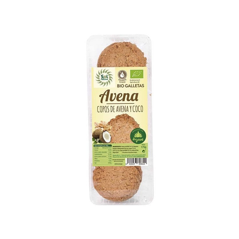 Galletas de avena coco y agave bio 175 g Sol Natural