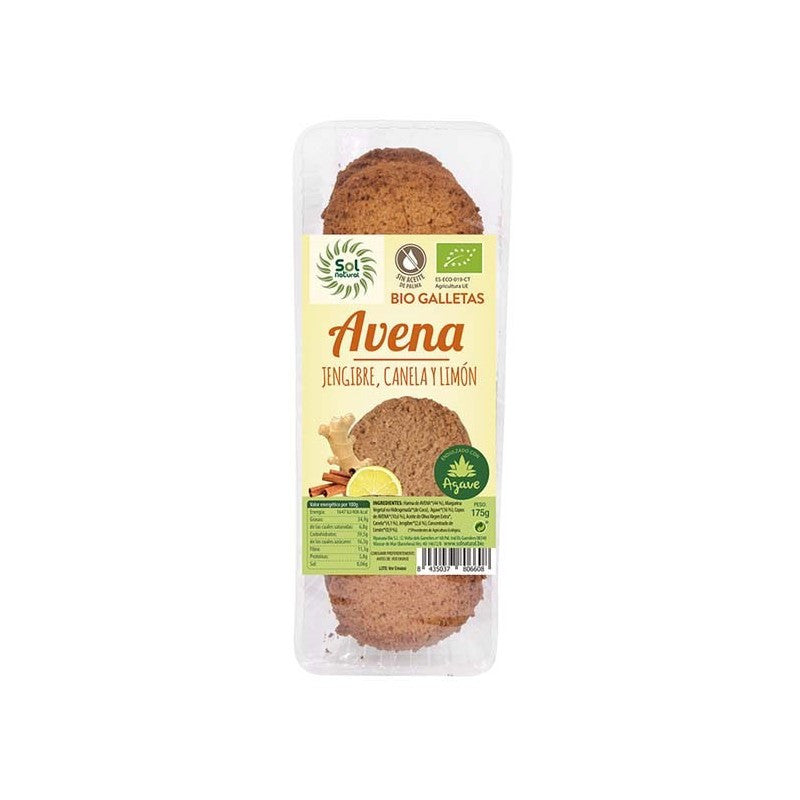 Galletas de avena jengibre canela-limon 175 g Sol Natural