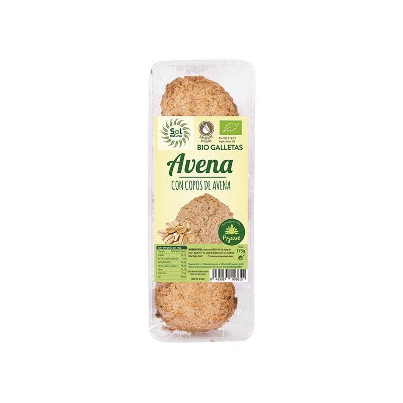 Galletas de avena y agave bio 175g Sol natural