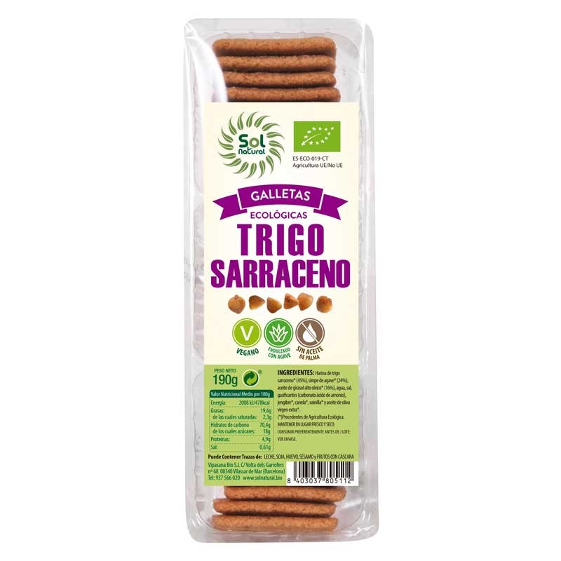 Galletas de trigo sarraceno bio 190g Sol Natural