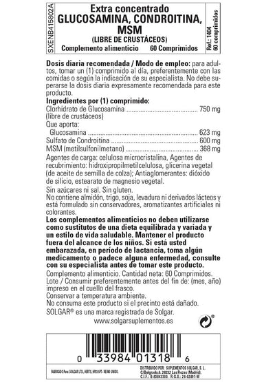 Glucosamina Condroitina MSM Extra Concentrado - 60 Comprimidos