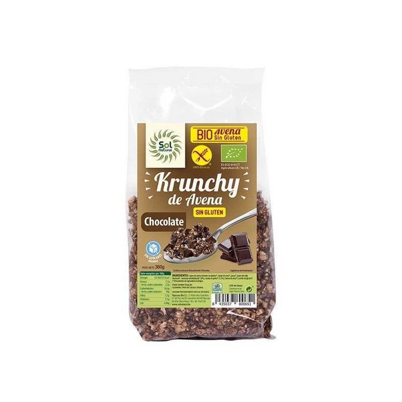 Krunchy avena sin gluten chocolate bio 360g Sol Natural