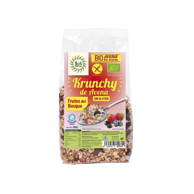 Krunchy avena sin gluten frutos del bosque bio 350g Sol Natural