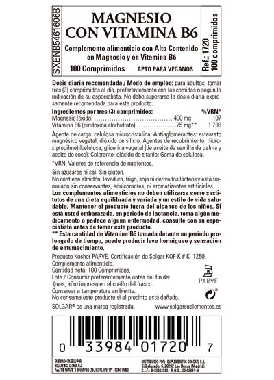 Magnesio + Vitamina B6 - 100 Comprimidos