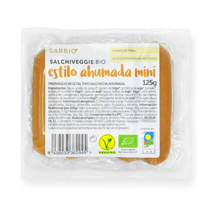 Mini salchicha veggie ahumada Bio 125g SABBIO