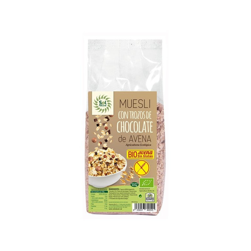 Muesli de avena y chocolate sin gluten bio 425g Sol Natural