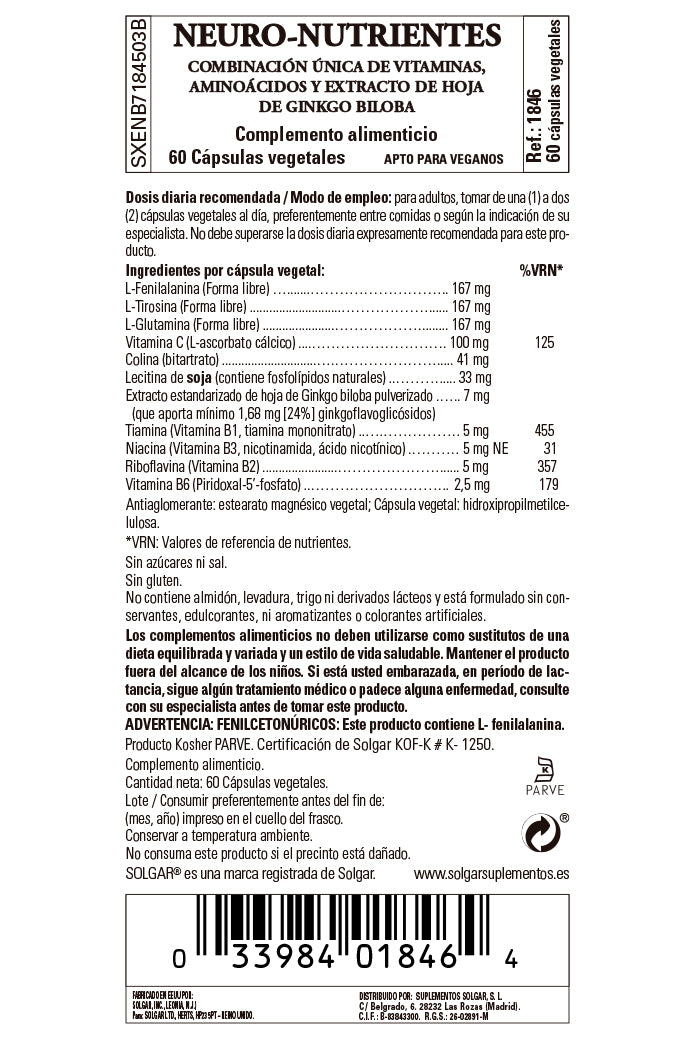 Neuro Nutrientes - 60 Cápsulas vegetales