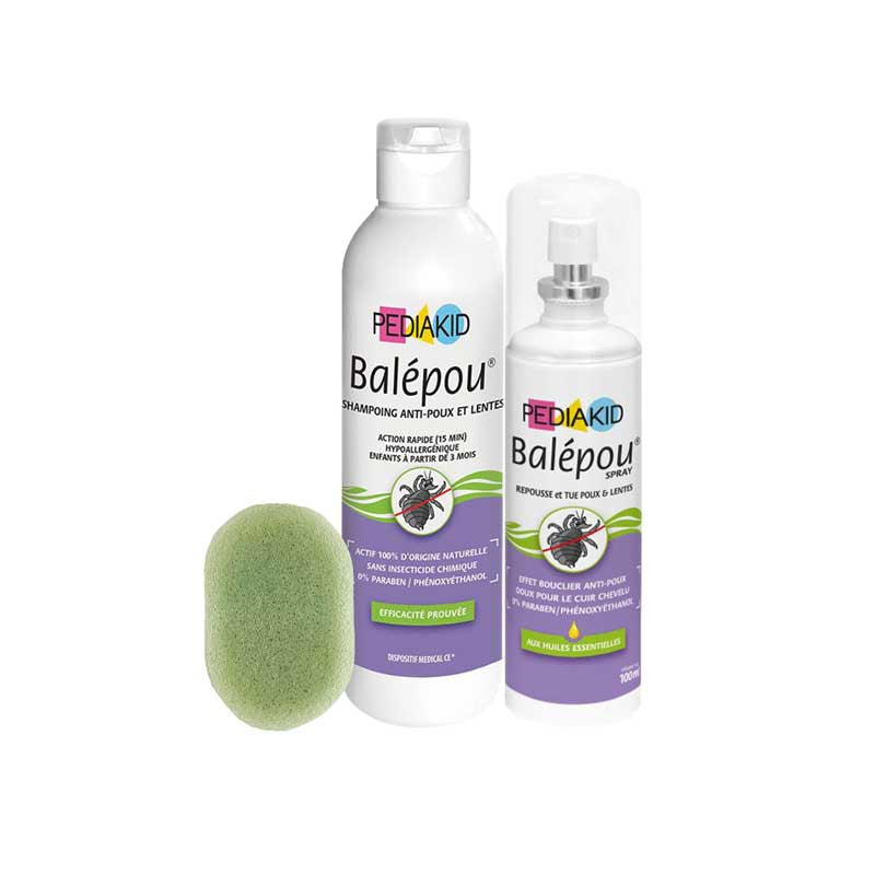 Pack Champú y Spray Piojos Balepou+Esponja Konjac Pediakid