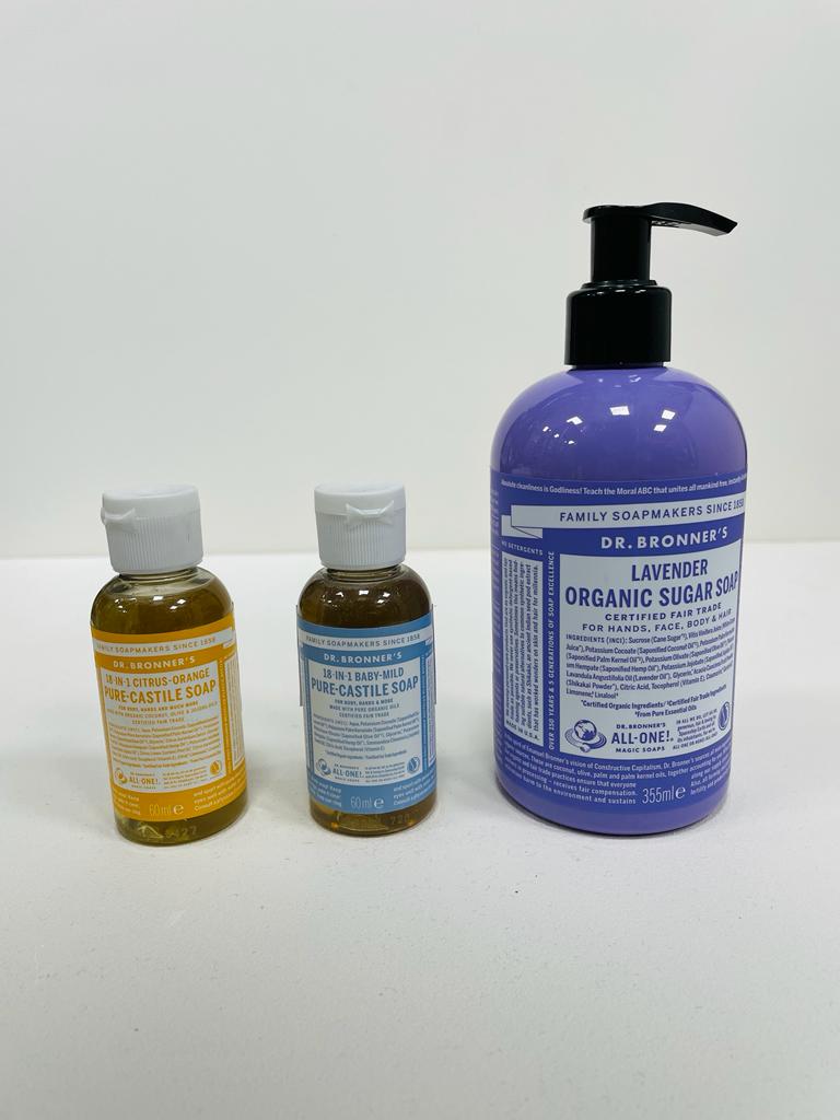 Pack Jabón Líquido Cítricos + Jabón de Azúcar Bebe Natural + Jabón Azúcar Lavanda - Dr. Bronner’s