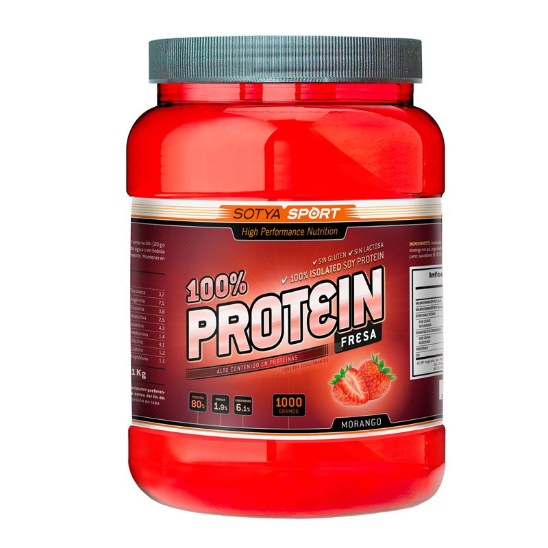 Proteína de soja 100 % sabor fresa 1kg Sotya