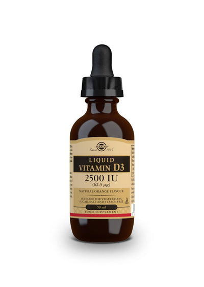 Vitamina D3 Líquida 2500 UI (62,5 µg) - Sabor naranja natural - 59 ml