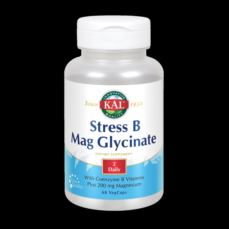 Stress B Mag Glycinate-60 VegCaps. Apto para veganos