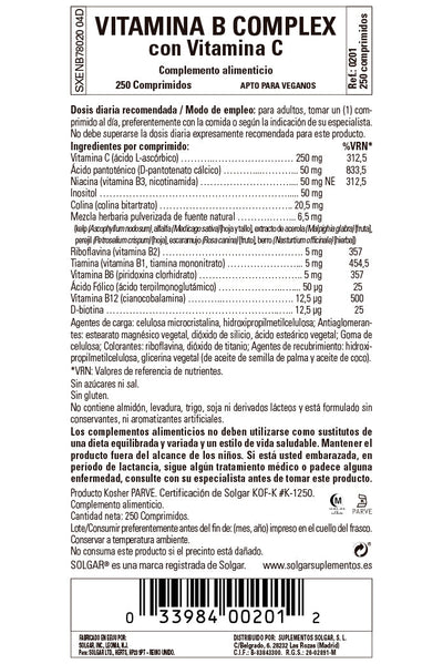 Vitamina B-Complex con Vitamina C - 250 Comprimidos