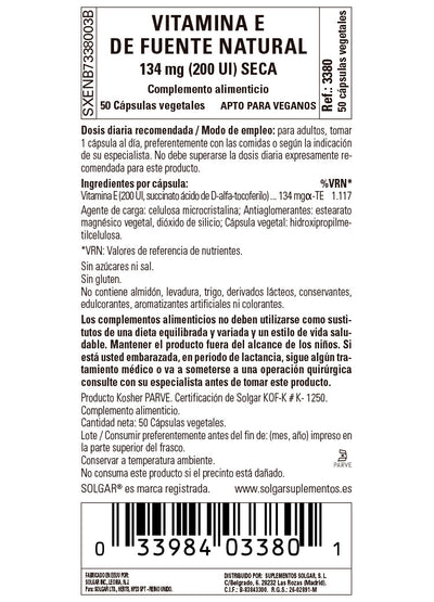 Vitamina E "Seca" 200 UI (134 mg) - 50 Cápsulas vegetales